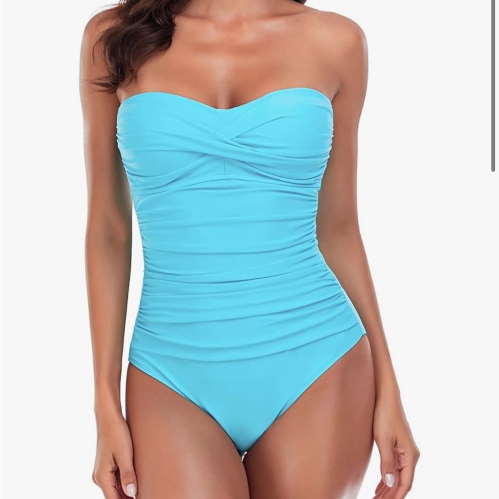 LAST CHANCE Rellenciga Women’s Strapless Swimsuit in Sky Blue
